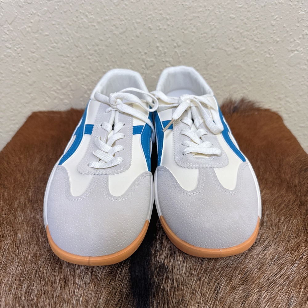 DE‎ FLORANCE $139 8.5 Cloudea 1.0 White Blue Low Top Sneakers Italy Comfort - Picture 2 of 9